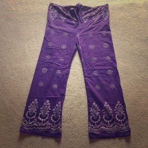 Super comfy hippie boho purple embroidered pants